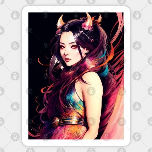 Demon Woman Abstract Colorful Sticker by InfinitelyPink